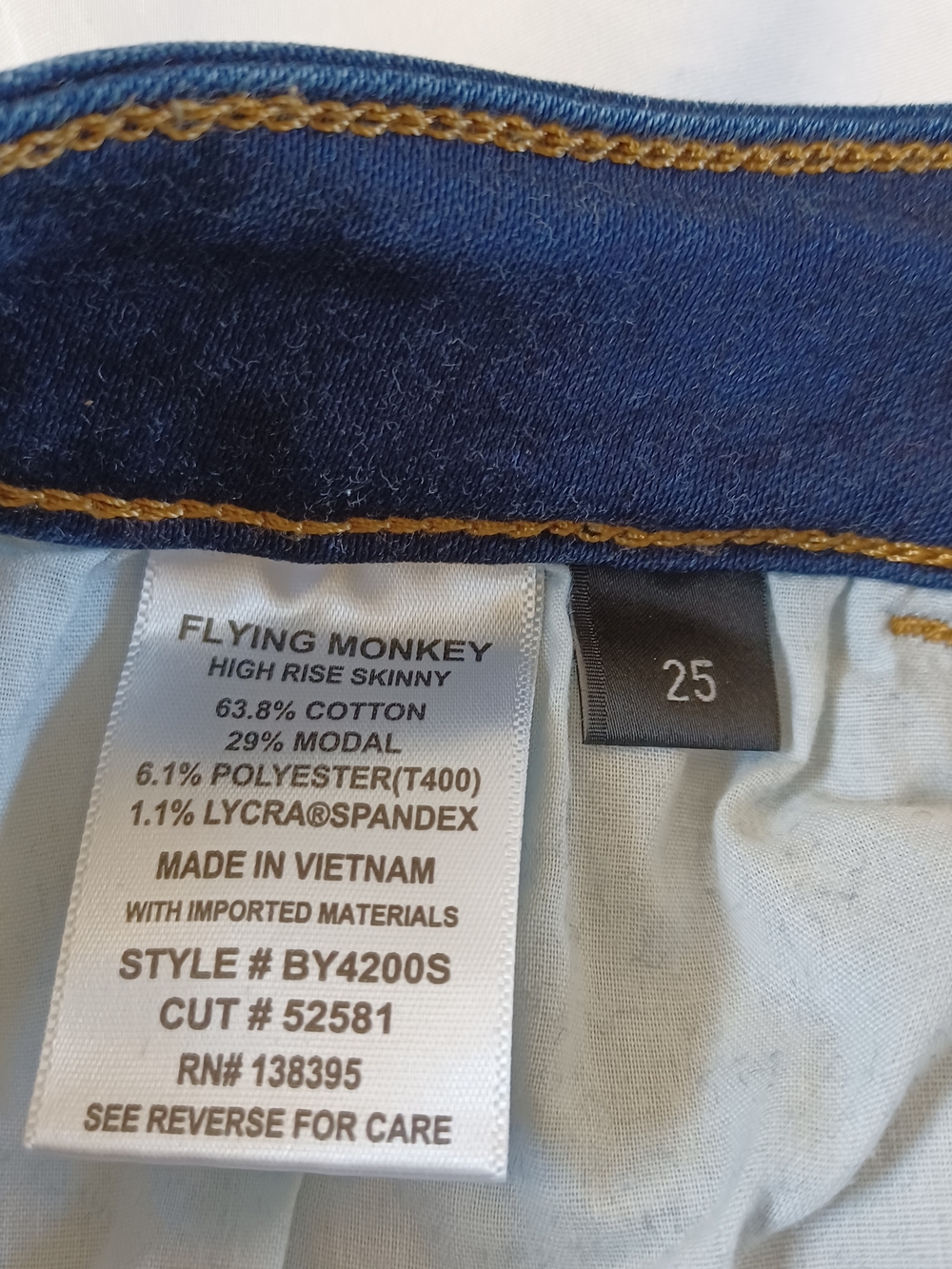 Flying Monkey Women's Jeans Highrise Skinny Dark Wash Stretch Size 25 25x29.5 - Picture 8 of 11